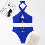 Nylon Glitter Cloth Sexy Bikini Briefs Nylon Glossy Fabric Split Swimsuit summer bikini 2023 new style swimwear women for sale