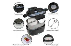 China Customize Electric Lunch Boxes All Black Portable Heating Lunch Box supplier