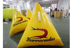 China Triathlon Race 1.2m Yellow Triangle Inflatable Marker Buoy With Logo supplier
