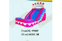 China Pink Crown Inflatable Wet Dry Inflatable Slide With The Pool supplier
