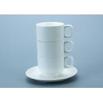 China SGS White Stackable Ceramic Mug Cup With Handle manufacturer