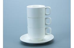 China SGS White Stackable Ceramic Mug Cup With Handle supplier