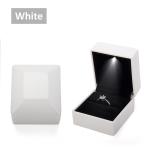 LED Lighted White Piano Finish Jewelry Ring Packaging Box with Baking Paint and Flannelette Lining for sale