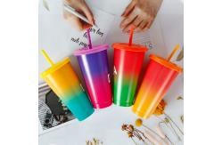 China 710ml PP Plastic Disposable Plastic Juice Cup With Lid And Straw supplier