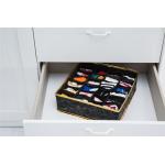 Black Foldable Drawer Organizer , 24 Cells Collapsible Drawer Dividers