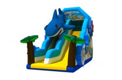 China Ocean Theme Shark Inflatable Slide Inflatable Climbing Wall And Slide For Kids supplier