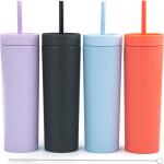 16oz Double Wall Matte Pastel Colored Acrylic Tumblers With Lids And Straws for sale