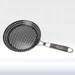 Non Stick Round Shape BBQ Tools Roasting Pan Rust Resistant Grill Basket Foldable for sale