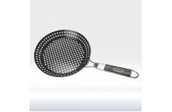 China Non Stick Round Shape BBQ Tools Roasting Pan Rust Resistant Grill Basket Foldable supplier