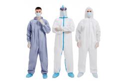 China Waterproof Cleanroom Disposable Working Coverall Blue Stripe Chemical Protective supplier