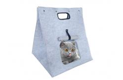 China Mechanical Wash EN71 Felt Cat Bag With Side Zipper Flap supplier