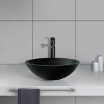 Hotel Acid Matt Black Basin Round Bathroom Glass Anti Rust Finish for sale