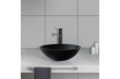 China Hotel Acid Matt Black Basin Round Bathroom Glass Anti Rust Finish supplier