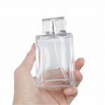 100ml Transparent Square Glass Perfume Bottle Pump Sprayer for sale
