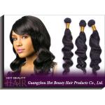 Long Wavy Remy Brazilian Virgin Human Hair Extensions Natural Black for sale