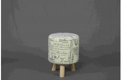China Round Short Footstool Modern Wood Furniture With Removable Canvas Fabric Cover supplier