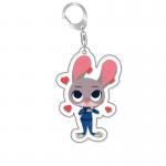 Silk Screen Printed Acrylic Keychain Cute Cartoon Character Durable Metal Ring Included