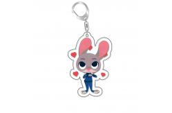 China Silk Screen Printed Acrylic Keychain Cute Cartoon Character Durable Metal Ring Included supplier