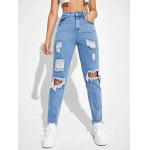 Cotton Fashion Casual Pants Ripped High Street Wear Solid Jeans for sale