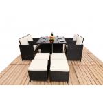 8CM Thickness Cushion Rattan Dining Table And Chairs 4PCS Ottoman Covered