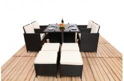 China 8CM Thickness Cushion Rattan Dining Table And Chairs 4PCS Ottoman Covered supplier