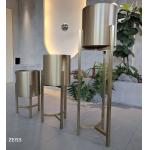 Garden Multifunctional Stainless Steel Planter Pots Round Cylinder With Stand for sale