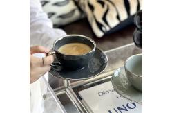 China Light Luxury Coffee Cup Ceramic Electroplated Silver Edge Exquisite Tea Coffee Set supplier
