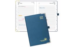 China Night Blue Custom 2023 2024 PU Hardcover Academic Planner A5 Vertical Layout supplier