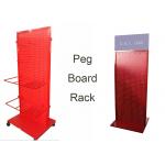 Red Peg Board Metal Floor Display Stands With Doulbe Sides Easy Moving for sale