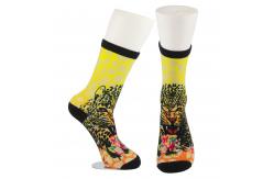China Yellow Anti Slip Custom Printed Socks , Eco - Friendly Soft Cute Printed Socks supplier