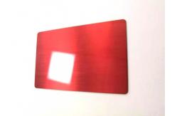 China Red 1.2mm Metal Membership Card With Chip Brush Finishing supplier