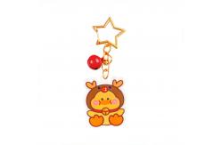 China Customized Christmas Keychain with Metal Ring and Transparent Snowman Print supplier