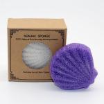 Purple Vegetable Fiber Shell Shaped Sponge 100% Pure Natural Konnyaku Sponge for sale
