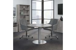 China 80cm Round Boardroom Table Black Conference Room With Black Metal Leg supplier