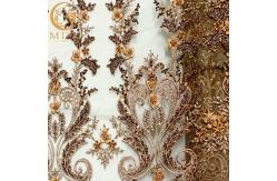 China Eco - Friendly Applique Lace Fabric With Handmade Beads Embroidery supplier
