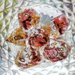 Red & black Foil mixed smoke crystals Resin Boarding Dice Set  dnd dice