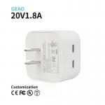 20V 1.8A GaN Fast Charger PD 35W Dual USB C Charger With UK Plug for sale