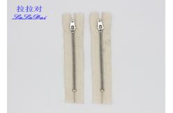 China Brass Teeth Metal Open Ended Zips , Close End Heavy Duty Zipper Replacement supplier