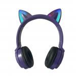 Flash Light Cute Cat Wireless Bluetooth Headphones 5.0 TWS Headset With Mic 
