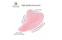 China Heart Shaped Scraping Massage Tool Rose Quartz Pink Jade Stone supplier
