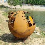 Outdoor Wood Burning Corten Steel Fire Pits Sphere 600mm for sale