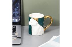 China Handmade Ceramic Coffee Cups With Fox Face Pattern 400ml Capacity supplier