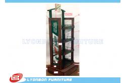 China 4 - Shelves Solid Wood Soft Drinking Display Stand With Printing Logo / Metal Wire supplier