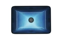 China Turquoise Rectangular Wash Hand Basin Bathroom Sinks Top Mount supplier
