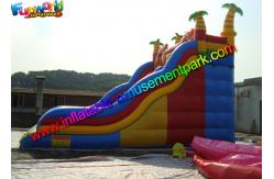 China Three Lane Inflatable Bouncers With Slide Hand Printing 8mLx5mWx6mH supplier