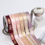 Rose Gold Pink Red 2.5cmX45Y Satin Gift Wrap Ribbon Patterned Grosgrain Ribbon for sale