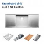 Single Bowl Drainboard Kitchen Sink 43 Inch Undermount 16 Gauge Brushed for sale