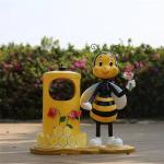 Shopping Center Decoration Yellow Fiberglass Bee Dustbin for sale