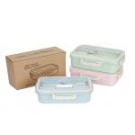 Leak Proof Wheat Straw Fiber Microwave Safe Tiffin Box for sale