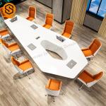 Solid Surface White Conference Room Table With Inconspicuous Joins for sale